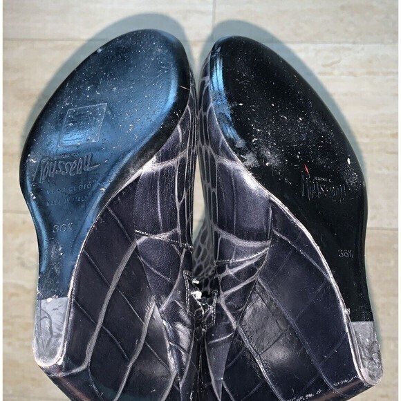 Jerome C. Rousseau Black Alligator Print Leather Lace Up Wedge Boots‎ 36.5 US6 - Picture 5 of 12